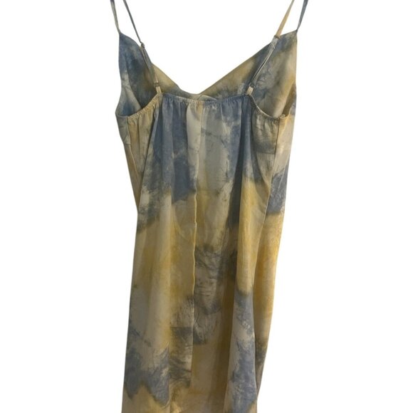 Blue & White Tie Dye IRIS Satin Slip Dress - Cowl Neck Sz S Princess Coquette - Picture 3 of 9